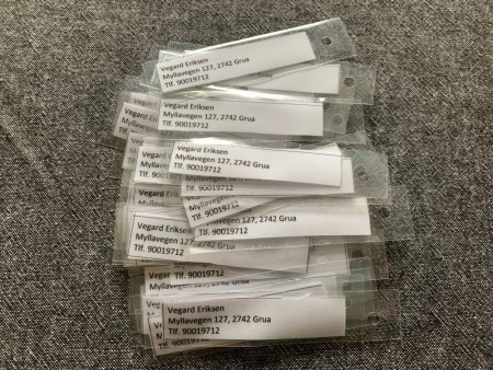 Ferdige navnelapper for fangst